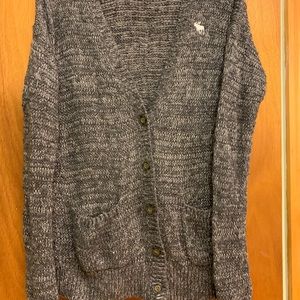 Abercrombie & Fitch Womens Size M/L Gray Varsity Cardigan Sweater